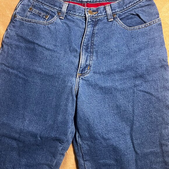 L.L. Bean Double L Relaxed Fit Women 14R Blue Denim Red Lined Winter‎ Jean (N) - Picture 4 of 8